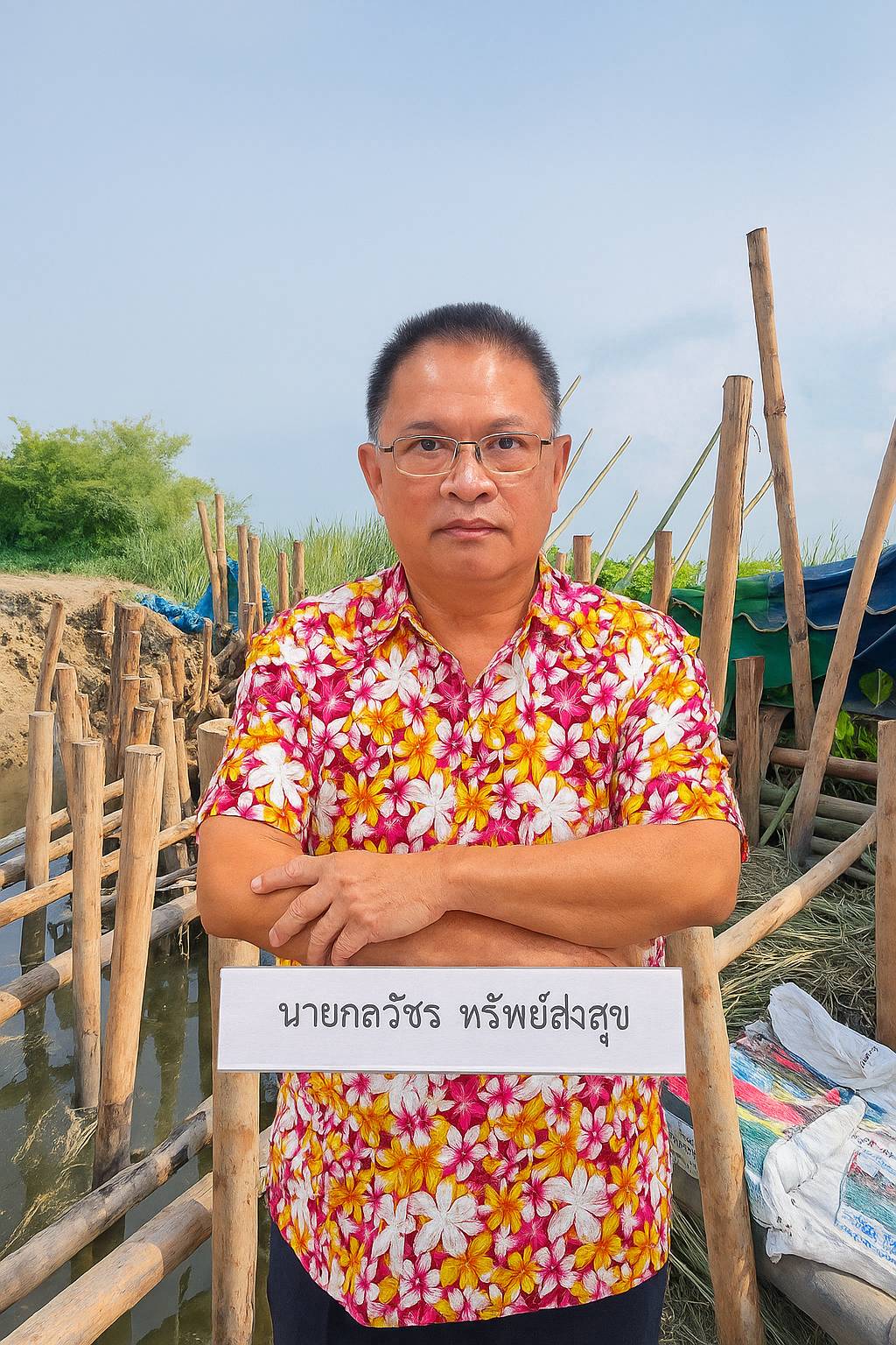 รองผู้ว่าฯ สุพรรณบุรี ลงพื้นที่บางปลาม้า ตรวจสอบคันกั้นน้ำชำรุด